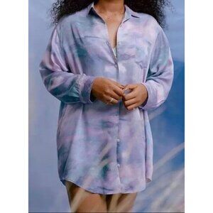 Victoria's Secret x Naomi Osaka Boyfriend Shirt Dress Purple Watercolor